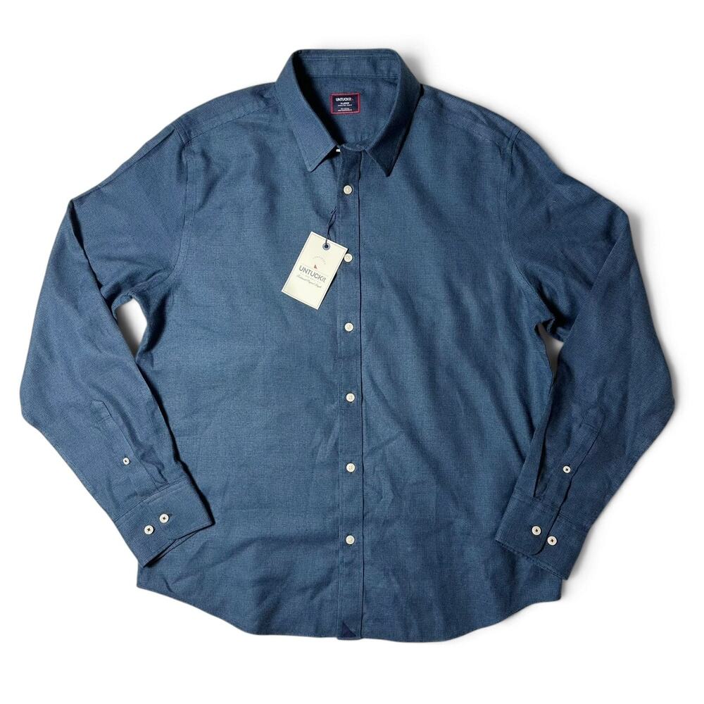 UNTUCKit Veneto Wrinkle Free Shirt Mens Size XL Teal Slim Fit Flannel NWT